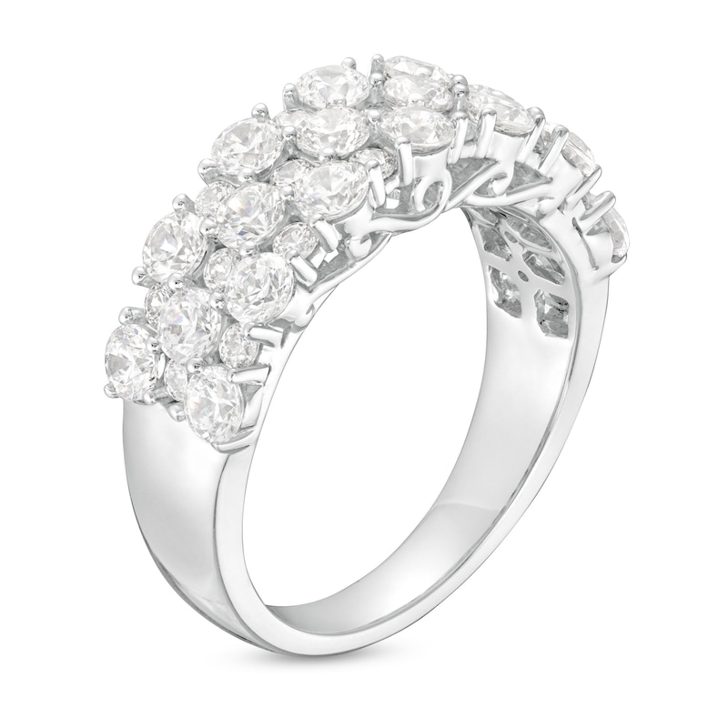 Main Image 3 of 2 CT. T.W. Certified Lab-Created Diamond Alternating Triple Row Anniversary Band in 14K White Gold (F/VS2)