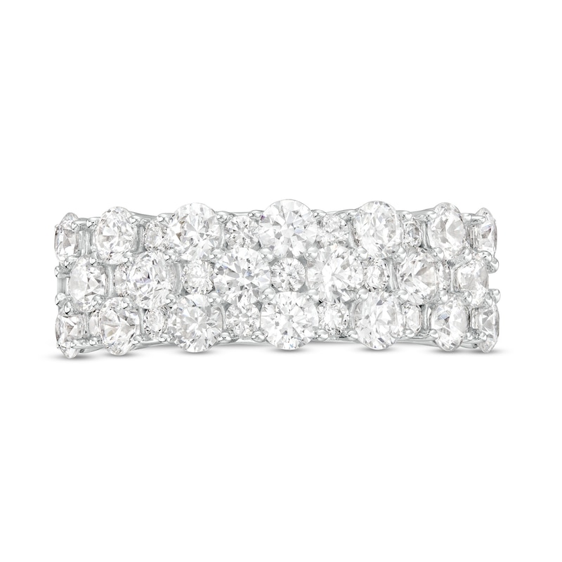 Main Image 4 of 2 CT. T.W. Certified Lab-Created Diamond Alternating Triple Row Anniversary Band in 14K White Gold (F/VS2)