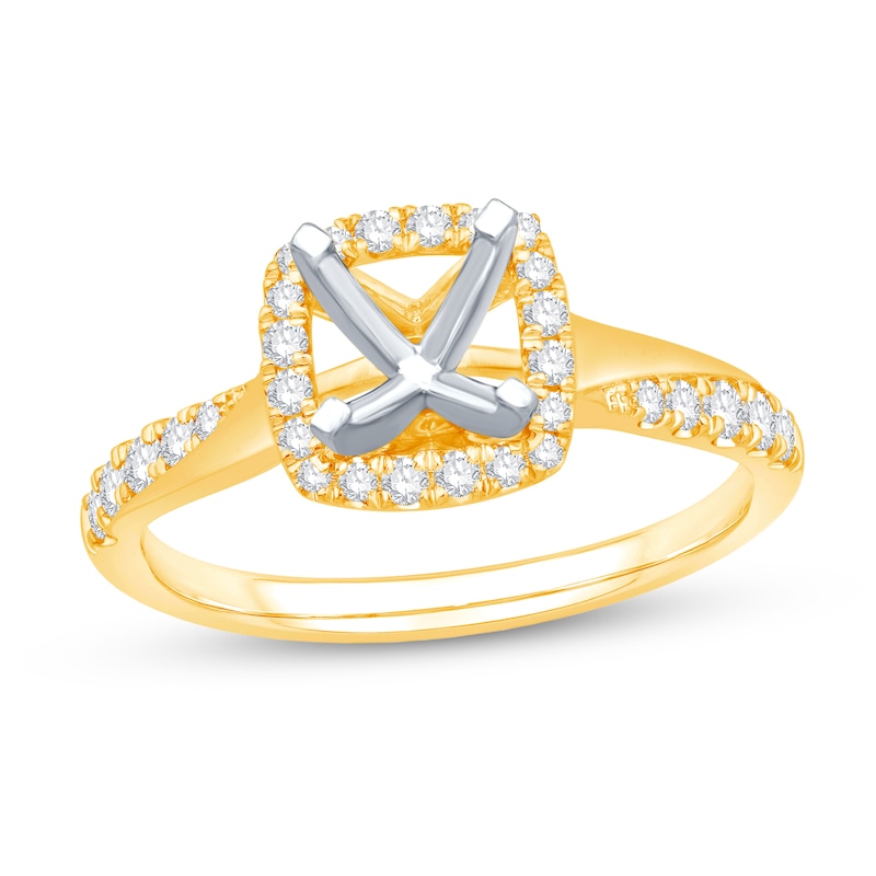 Main Image 1 of 3/8 CT. T.W. Diamond Cushion-Shaped Frame Semi-Mount in 14K Gold