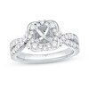 Thumbnail Image 1 of 5/8 CT. T.W. Diamond Flower Frame Twist Shank Semi-Mount in 14K White Gold