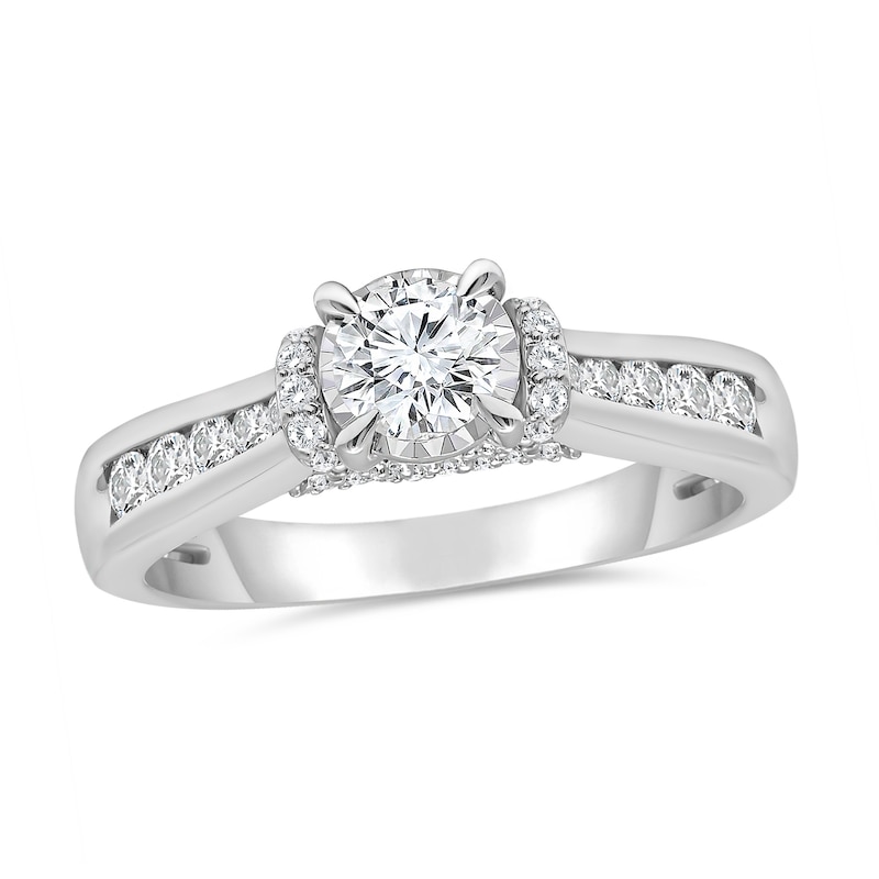 1 CT. T.W. Diamond Collar Engagement Ring in 10K White Gold