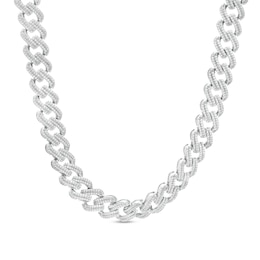 Men's 10 CT. T.W. Diamond Curb Chain Necklace in 10K White Gold – 22&quot;