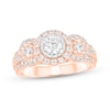 Thumbnail Image 0 of 1 CT. T.W. Diamond Frame Three Stone Triple Row Engagement Ring in 14K Rose Gold