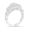 Thumbnail Image 2 of 1/2 CT. T.W. Diamond Frame Three Stone Twist Shank Engagement Ring in 10K White Gold