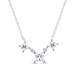 1/2 CT. T.W. Princess-Cut Diamond Past Present Future® Trio Necklace in 10K White Gold