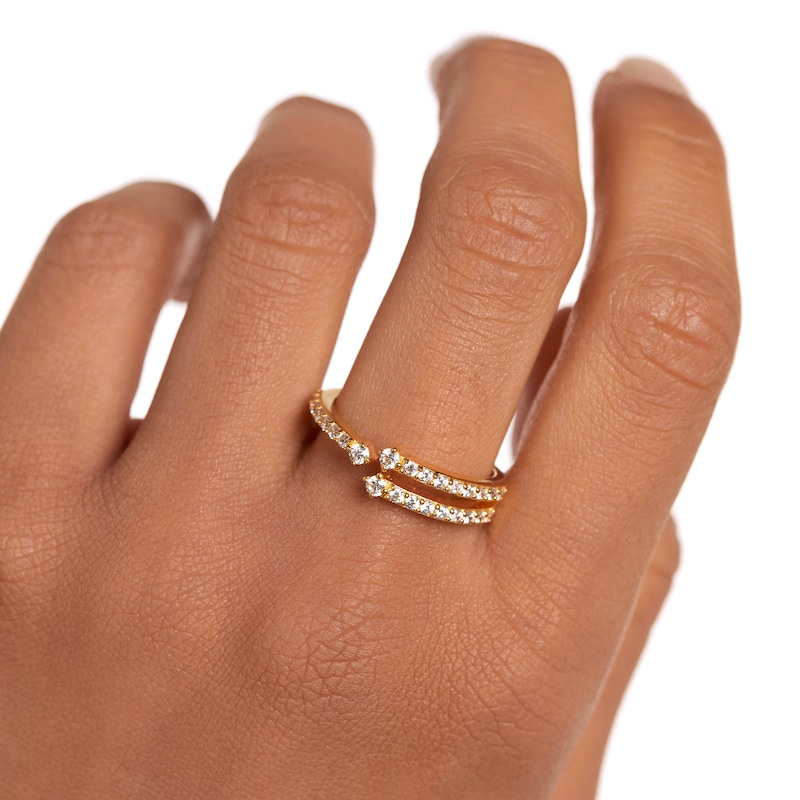 Main Image 4 of 3/8 CT. T.W. Lab-Created Diamond Trio Open Ring in 14K Gold