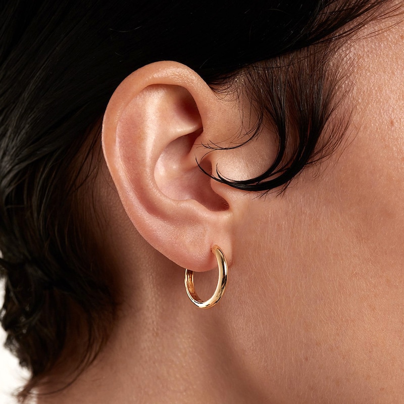 Main Image 6 of Huggie Hoop Earrings in 14K Gold