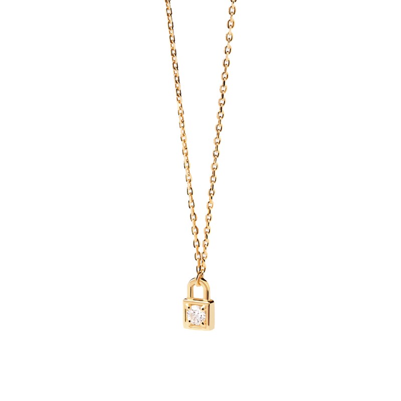 Main Image 1 of 1/10 CT. Lab-Created Diamond Solitaire Lock Pendant in 14K Gold - 19.69&quot;