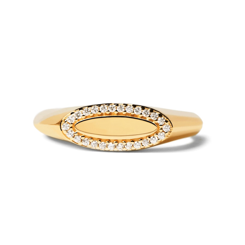 Main Image 1 of 1/10 CT. T.W. Lab-Created Diamond Frame Elongated Oval Ring in 14K Gold