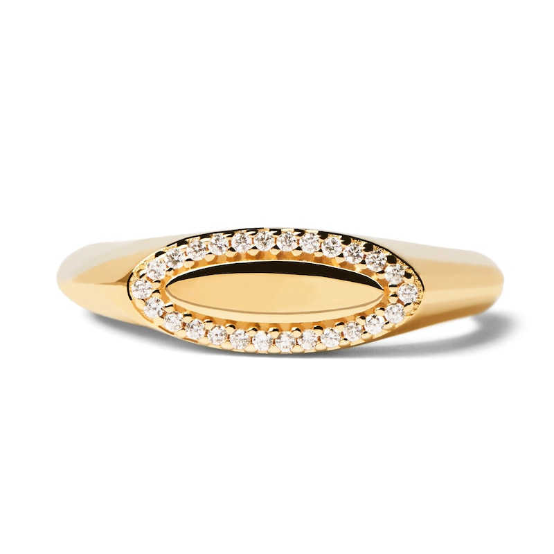 Main Image 3 of 1/10 CT. T.W. Lab-Created Diamond Frame Elongated Oval Ring in 14K Gold