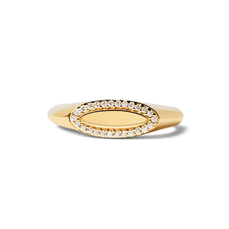 Main Image 5 of 1/10 CT. T.W. Lab-Created Diamond Frame Elongated Oval Ring in 14K Gold