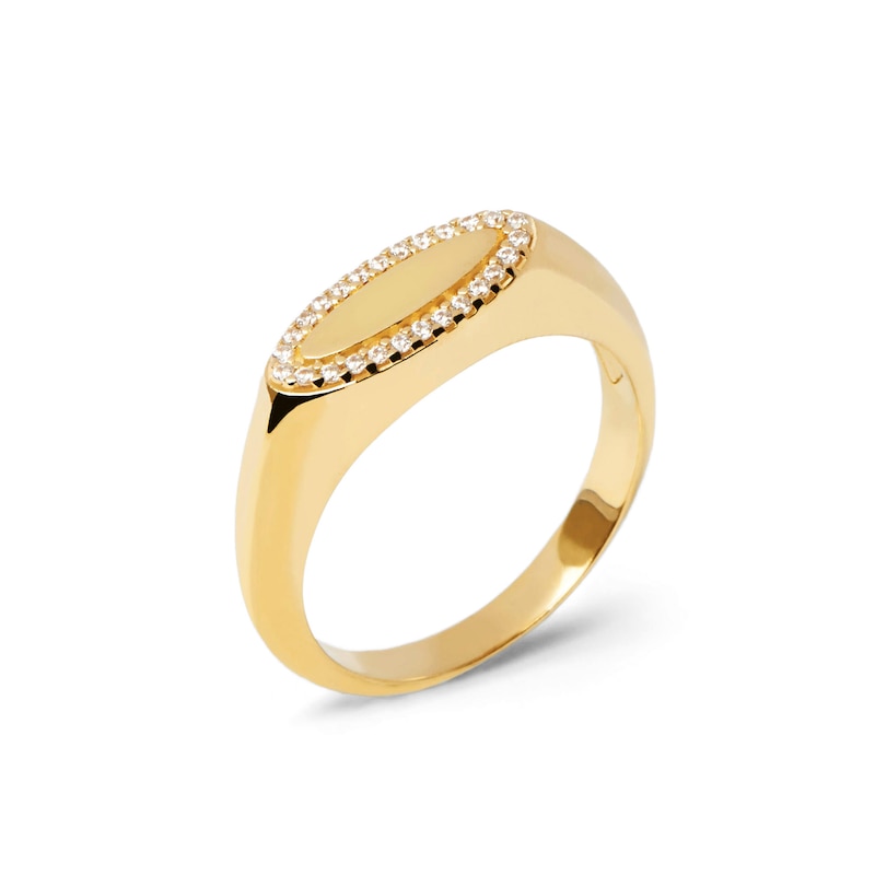 Main Image 7 of 1/10 CT. T.W. Lab-Created Diamond Frame Elongated Oval Ring in 14K Gold