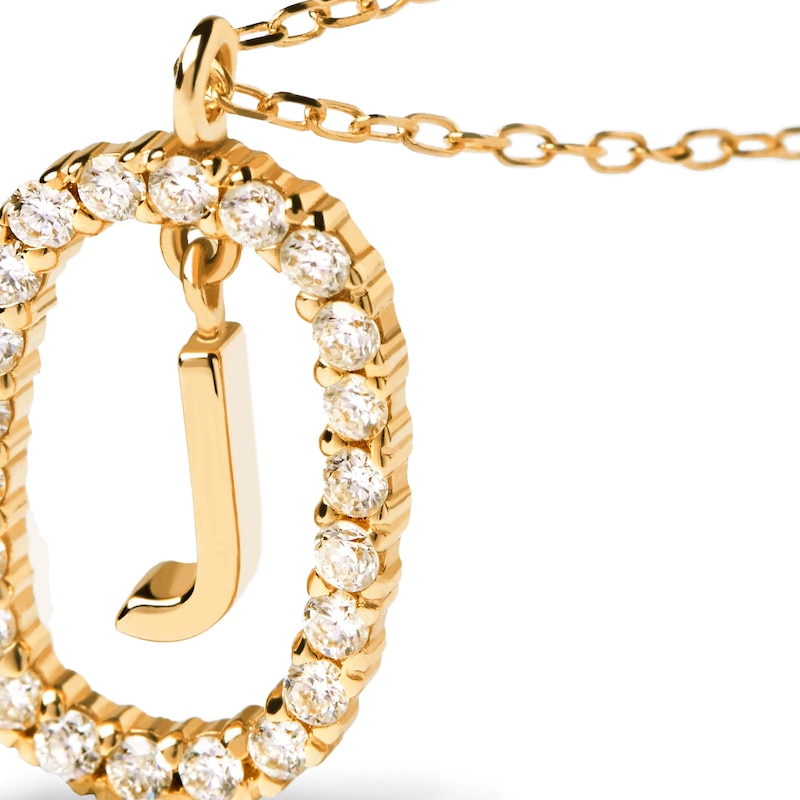 1/4 CT. T.W. Lab-Created Diamond Open Frame "J" Initial Pendant in 14K Gold – 19.69"