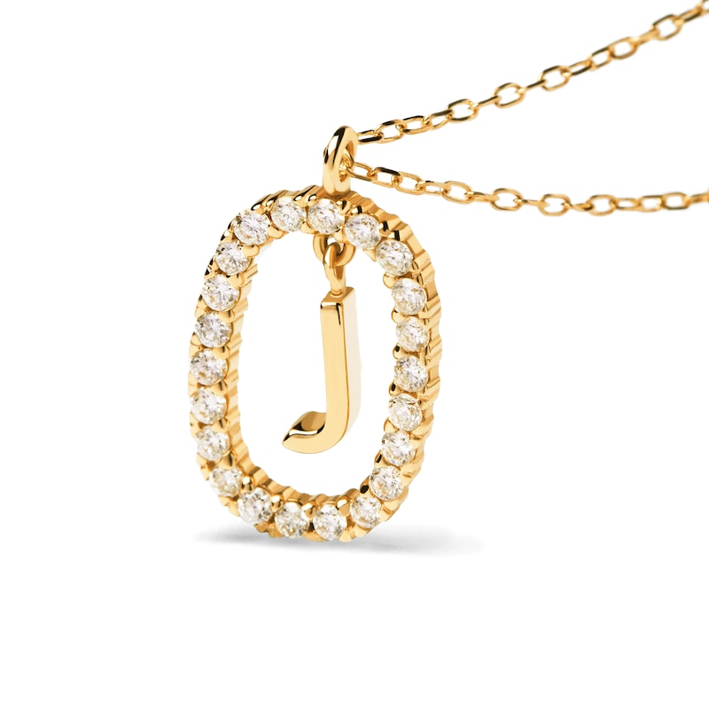 1/4 CT. T.W. Lab-Created Diamond Open Frame "J" Initial Pendant in 14K Gold – 19.69"