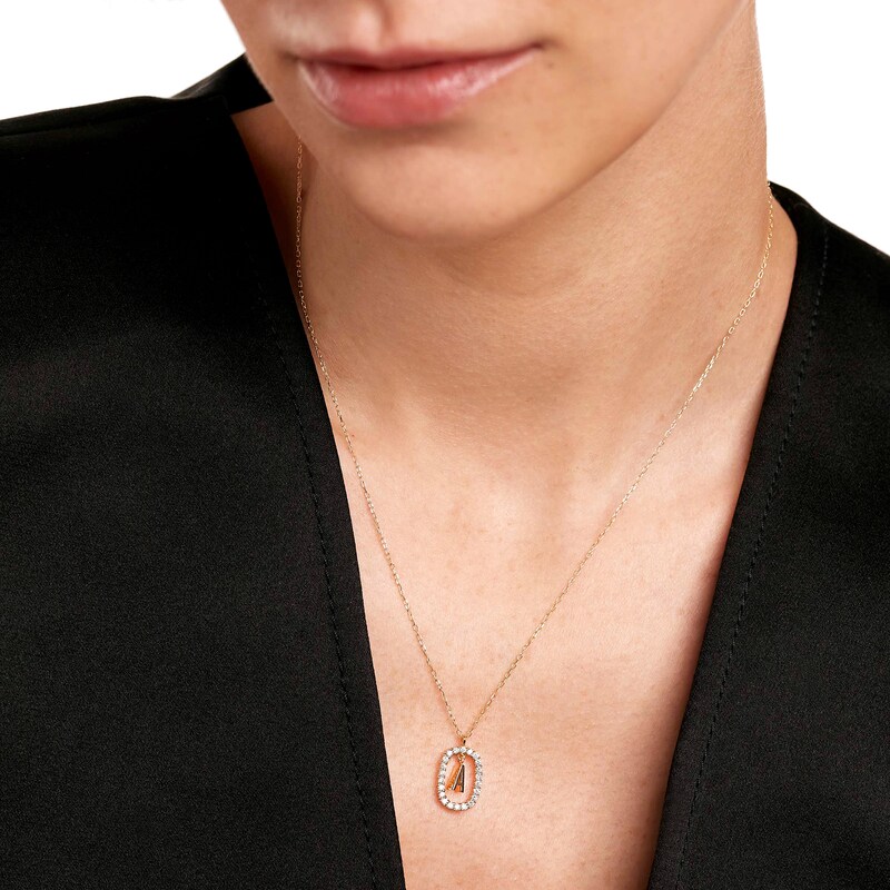 1/4 CT. T.W. Lab-Created Diamond Open Frame "A" Initial Pendant in 14K Gold – 19.69"