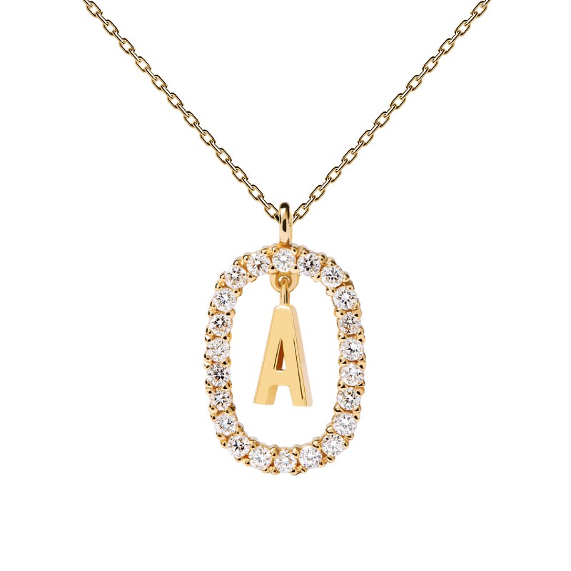 1/4 CT. T.W. Lab-Created Diamond Open Frame "A" Initial Pendant in 14K Gold – 19.69"