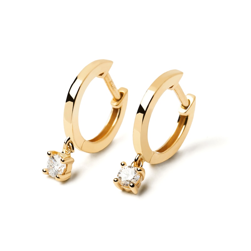 Main Image 3 of 1/5 CT. T.W. Lab-Created Diamond Solitaire Hoop Drop Earrings in 14K Gold