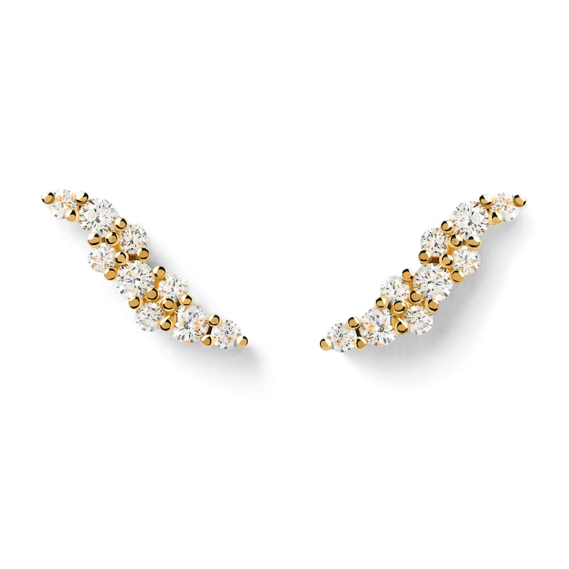 Main Image 3 of 1/3 CT. T.W. Lab-Created Diamond Wavy Stud Earrings in 14K Gold