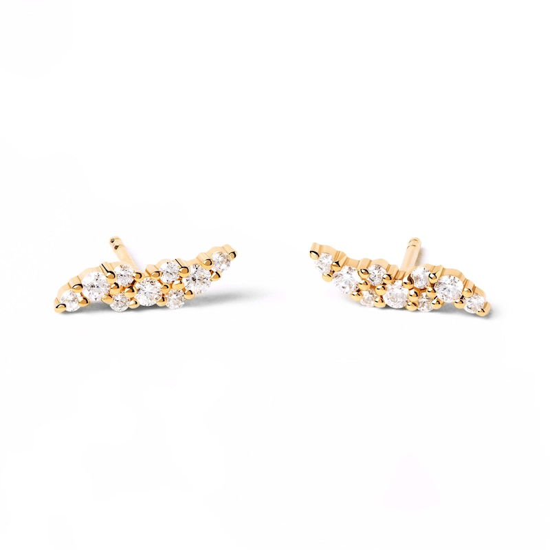 Main Image 5 of 1/3 CT. T.W. Lab-Created Diamond Wavy Stud Earrings in 14K Gold