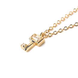 1/20 CT. T.W. Baguette and Round Lab-Created Diamond Key Pendant in 14K Gold – 19.69&quot;