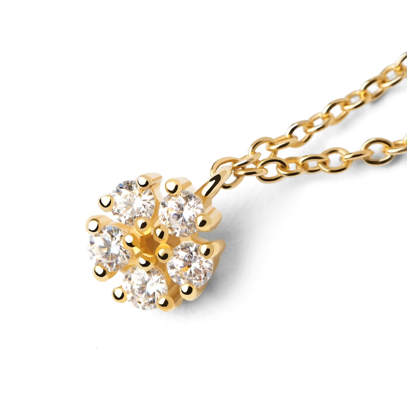 Solid Gold Flower Pendant 18K Yellow with 19.5in Chain