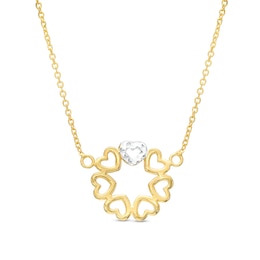 Diamond-Cut Heart Cutout Circle Necklace in 10K Two-Tone Gold