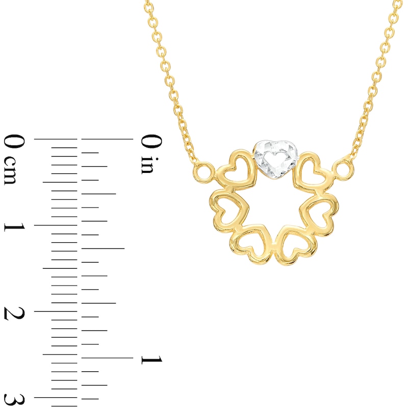 Main Image 4 of Diamond-Cut Heart Cutout Circle Necklace in 10K Two-Tone Gold