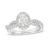 Thumbnail Image 1 of Kleinfeld® x Zales 1-3/4 CT. T.W. Certified Oval Lab-Created Diamond Frame Twist Engagement Ring in Platinum (F/VS2)