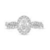 Thumbnail Image 4 of Kleinfeld® x Zales 1-3/4 CT. T.W. Certified Oval Lab-Created Diamond Frame Twist Engagement Ring in Platinum (F/VS2)