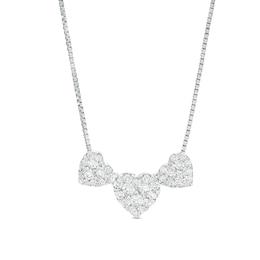 1/2 CT. T.W. Certified Heart-Shaped Lab-Created Multi-Diamond Trio Necklace in 14K White Gold (F/SI2)