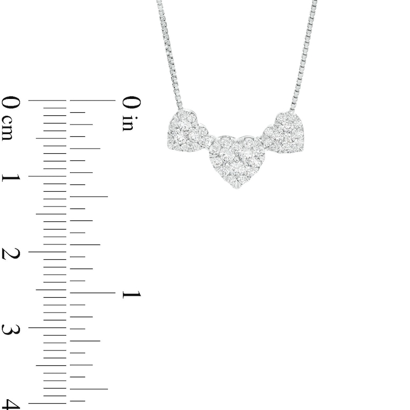 Main Image 3 of 1/2 CT. T.W. Certified Heart-Shaped Lab-Created Multi-Diamond Trio Necklace in 14K White Gold (F/SI2)