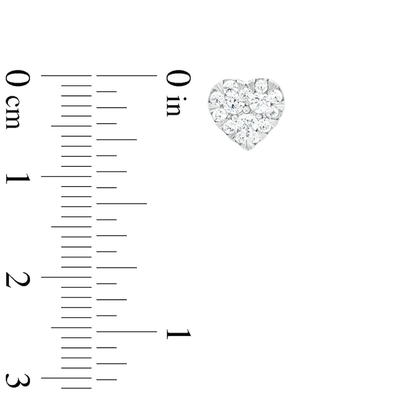 Main Image 3 of 1/2 CT. T.W. Certified Heart-Shaped Lab-Created Multi-Diamond Stud Earrings in 14K White Gold (F/SI2)