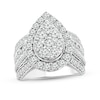 Thumbnail Image 1 of 3 CT. T.W. Pear-Shaped Multi-Diamond Frame Multi-Row Engagement Ring in 10K White Gold