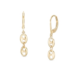 Button Link Linear Drop Earrings in 10K Gold