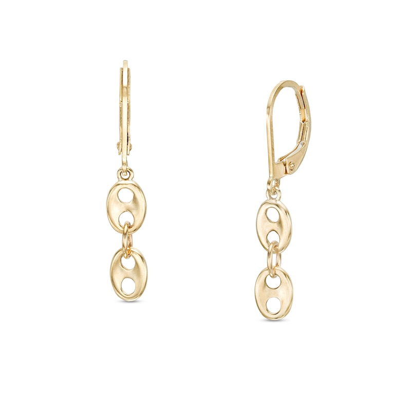 Main Image 1 of Button Link Linear Drop Earrings in 10K Gold