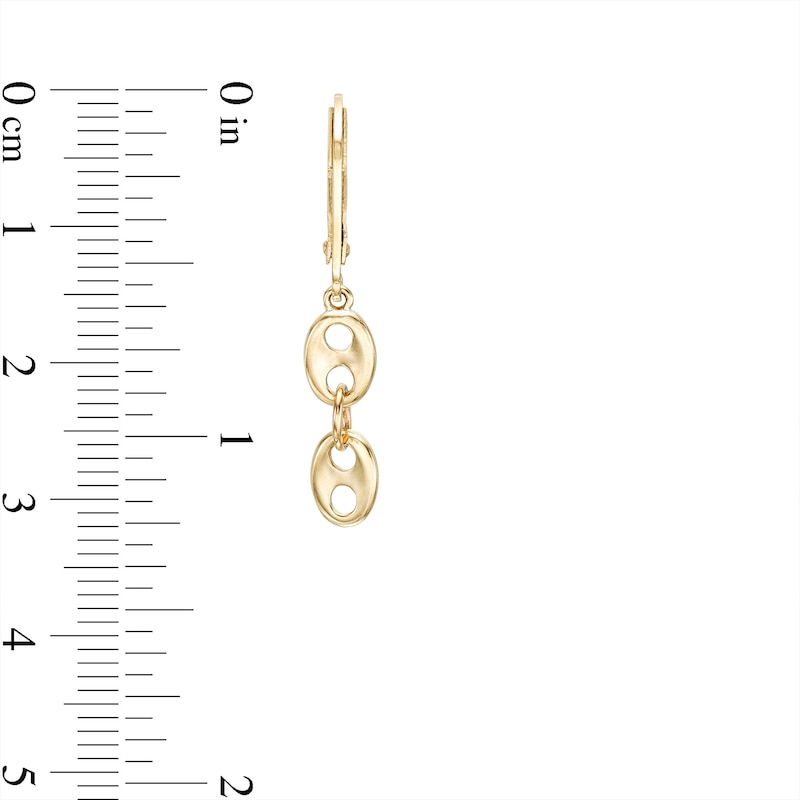 Main Image 3 of Button Link Linear Drop Earrings in 10K Gold