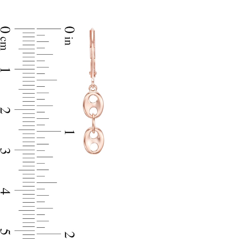 Button Link Linear Drop Earrings in 10K Rose Gold