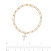 Thumbnail Image 4 of 1/10 CT. T.W. Diamond Cross Dangle Charm Paper Clip Link Bracelet in Sterling Silver with 14K Gold Plate