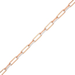 1/2 CT. T.W. Diamond Alternating Paper Clip Link Bracelet in Sterling Silver with 14K Rose Gold Plate