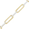 Thumbnail Image 1 of 1/2 CT. T.W. Diamond Alternating Paper Clip Link Bracelet in Sterling Silver with 14K Gold Plate