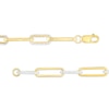 Thumbnail Image 3 of 1/2 CT. T.W. Diamond Alternating Paper Clip Link Bracelet in Sterling Silver with 14K Gold Plate