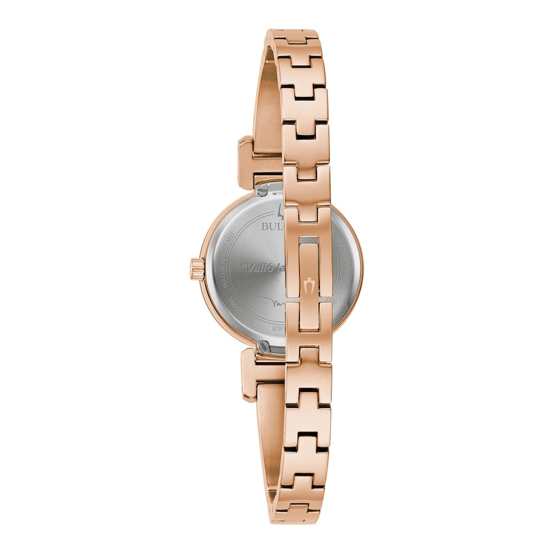 Main Image 3 of Ladies' Bulova Marc Anthony Diamond Accent Rose-Tone Bangle Watch with Mother-of-Pearl Dial (Model: 97P163)