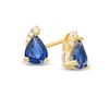 Thumbnail Image 1 of Pear-Shaped Blue Sapphire and Diamond Accent Stud Earrings in 10K Gold