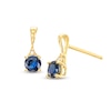 Thumbnail Image 1 of 4.0mm Blue Sapphire and Diamond Accent Drop Earrings in 10K Gold