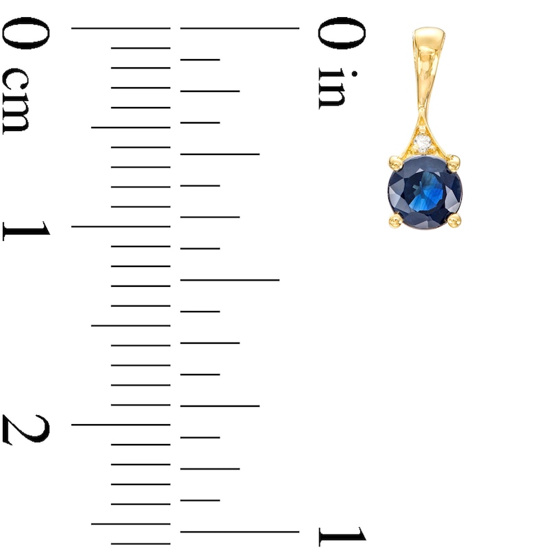 Main Image 3 of 4.0mm Blue Sapphire and Diamond Accent Drop Earrings in 10K Gold