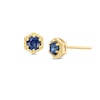 Thumbnail Image 1 of 4.0mm Blue Sapphire Solitaire Hexagonal Milgrain Frame Stud Earrings in 10K Gold