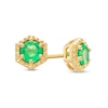 Thumbnail Image 1 of 4.0mm Emerald Solitaire Hexagonal Rope Frame Stud Earrings in 10K Gold