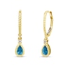 Thumbnail Image 1 of Pear-Shaped London Blue Topaz and Diamond Accent Rope Frame Drop Earrings in 10K Gold