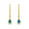 Thumbnail Image 2 of Pear-Shaped London Blue Topaz and Diamond Accent Rope Frame Drop Earrings in 10K Gold