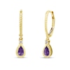 Thumbnail Image 1 of Pear-Shaped Amethyst and Diamond Accent Rope Frame Drop Earrings in 10K Gold